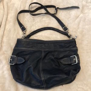 *sold* Innue Navy Blue Leather Medium Handbag